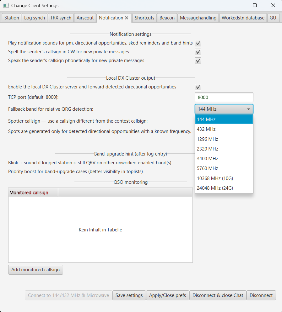 Notifications, DX cluster output and QSO monitoring