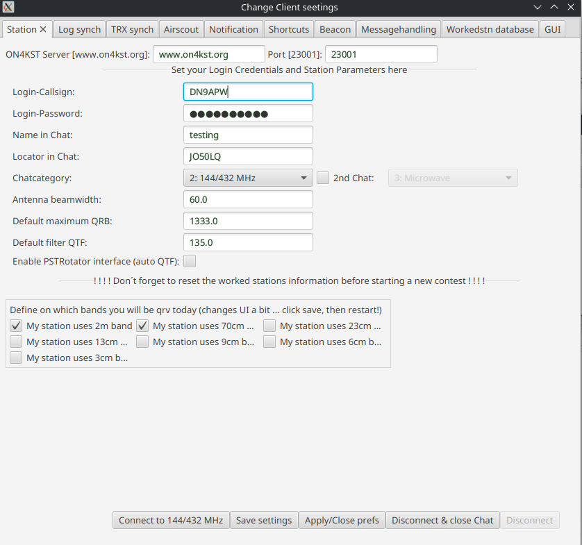 Stationseinstellungen
